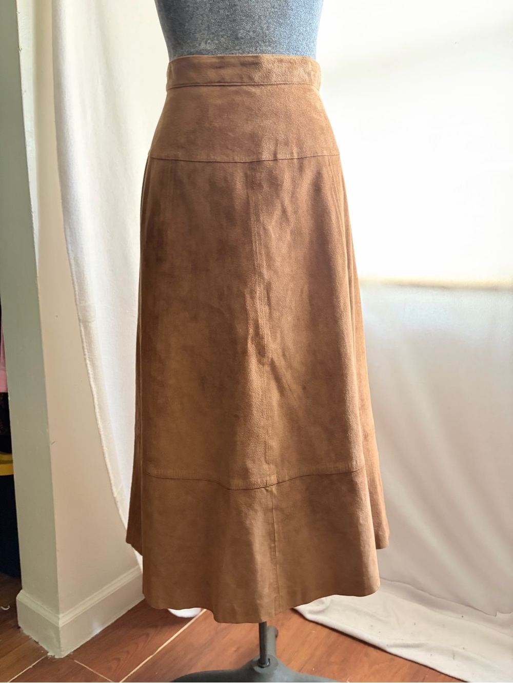 Vintage 70s genuine suede paneled boho western maxi skirt